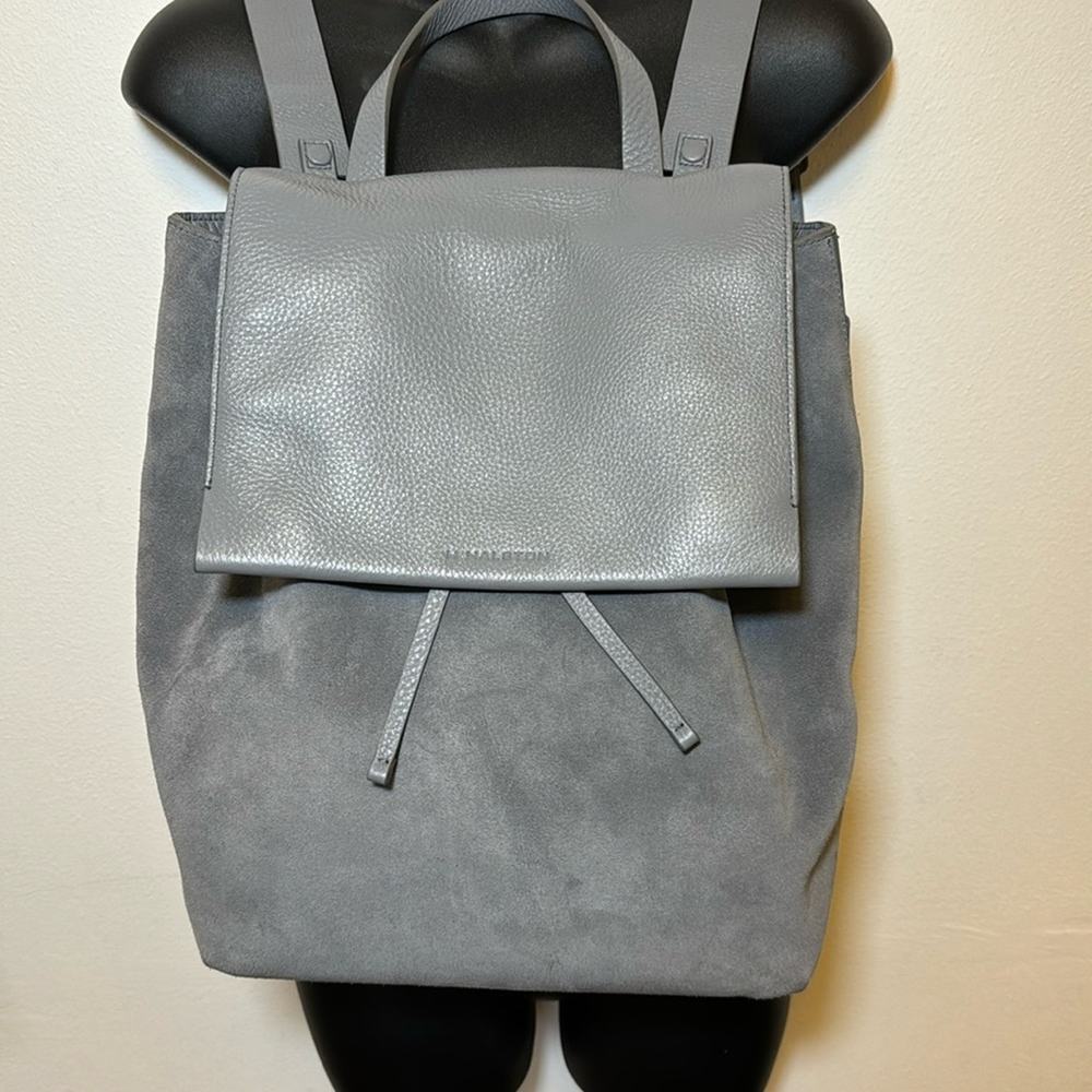 Halston suede and pebble leather backpack
